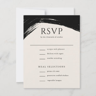 Moderne Black Cream Paint Calligraphy Wedding RSVP Karte