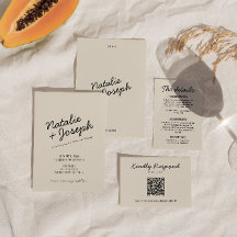 Moderne Black Cream Retro Whimsical Script Hochzei