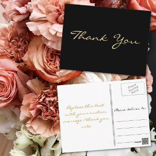Moderne Black Elegante Imitate Gold Script Vielen Postkarte