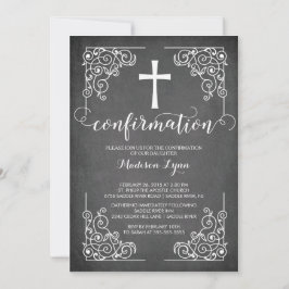 Moderne Black Frame Cross Bestätigung Einladung