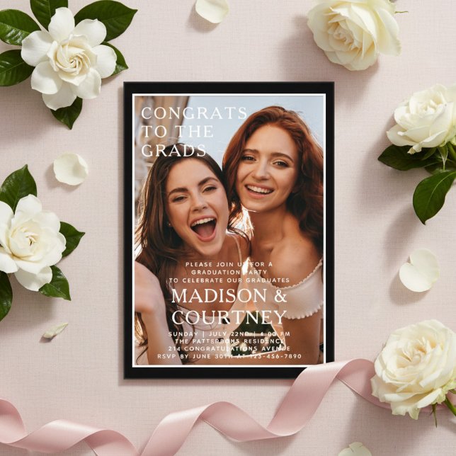 Moderne Black Gingham Foto Graduation Party Acryleinladungen (Von Creator hochgeladen)