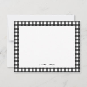 Moderne Black Gingham-Schreibmaschine - Namenskart Mitteilungskarte