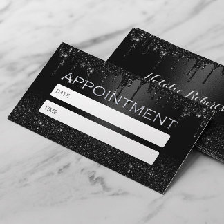 Moderne Black Glitzer Tropfen Salon & Wellness-Cen Terminkarte