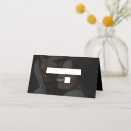 Moderne Black Gold 2 Foto Overlay-Hochzeit Platzkarte