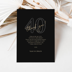 Moderne Black Gold 40. Geburtstag Danke Karte