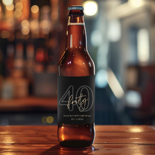 Moderne Black Gold 40. Geburtstagsfeier Bierflasch Bierflaschenetikett