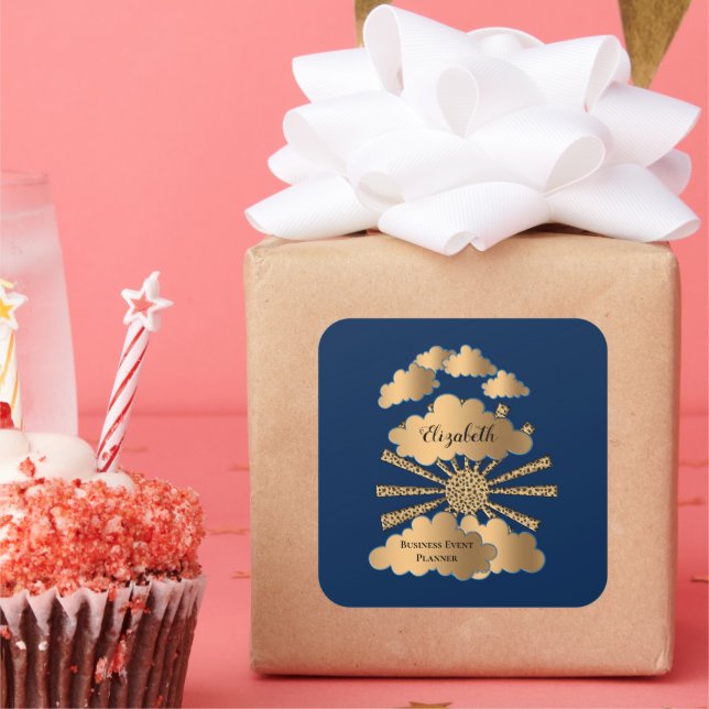 Moderne Black Gold Business Corporate Custom Quadratischer Aufkleber (Party)