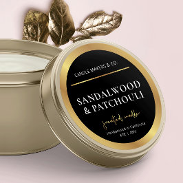 Moderne Black & Gold Candle Circle Label Verpackun Runder Aufkleber