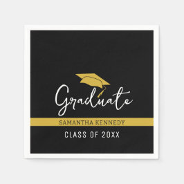 Moderne Black & Gold Class von 2025 Grad Cap Napki Serviette
