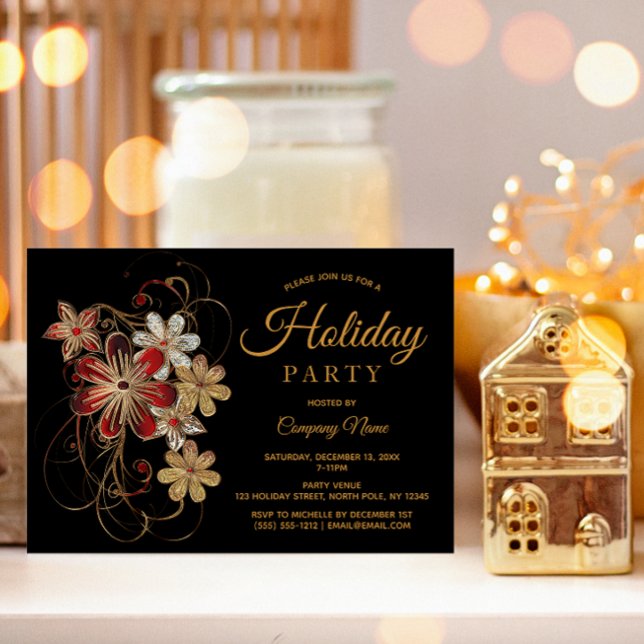 Moderne Black Gold Corporate Holiday Party Einladung (Von Creator hochgeladen)