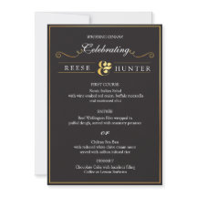 Moderne Black Gold Elegante Wedding Menu Card