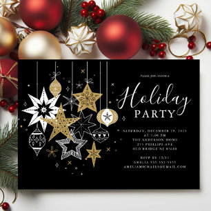 Moderne Black & Gold Feier Einladung