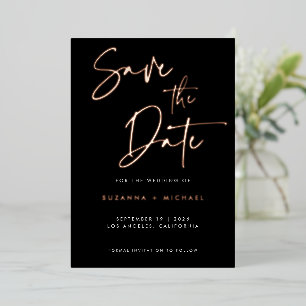 Moderne Black Gold Foil Calligrafy Script Hochzeit Folieneinladung