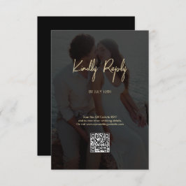 Moderne Black Gold Foto Overlay-Hochzeit Begleitkarte