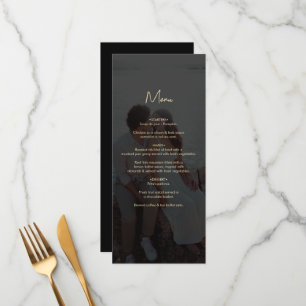 Moderne Black Gold Foto Overlay-Hochzeit Menükarte