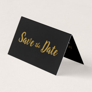 Moderne Black & Gold Foto Save the Date Card Visitenkarten