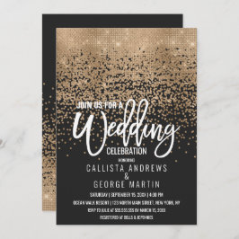 Moderne Black Gold Glitzer Confetti Wedding Einladung