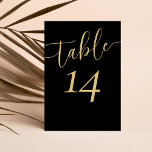 Moderne Black & Gold Hochzeit Tischnummer<br><div class="desc">Unsere Hochzeitskarten in dezenten Schwarz-Gold-Tischnummern bringen Ihrem Empfang eine raffinierte Eleganz. Ändern Sie die Tischnummer,  und fügen Sie sie für so viele Tabellen hinzu,  wie Sie benötigen.</div>