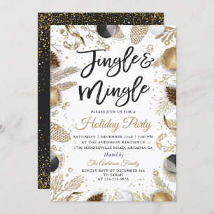 Moderne Black Gold Jingle und Mingle Holiday Party Einladung