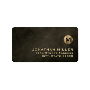 Moderne Black Gold Monogram Rücksendeadresse Adressaufkleber