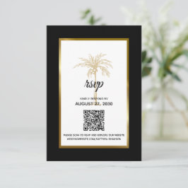 Moderne Black Gold Palm Tree Moderne Hochzeit RSVP Karte