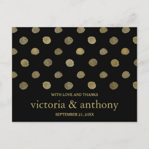 Moderne Black & Gold Polka Dots Hochzeit Vielen Da Postkarte