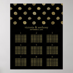 Moderne Black & Gold Polka Dots Hochzeitsplanung Poster