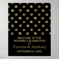 Moderne Black & Gold Polka Dots Wedding Willkommen