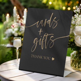 Moderne Black & Gold Script Cards & Geschenke Sockelschild