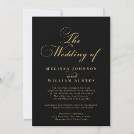 Moderne Black Gold Typografy Wedding Einladung