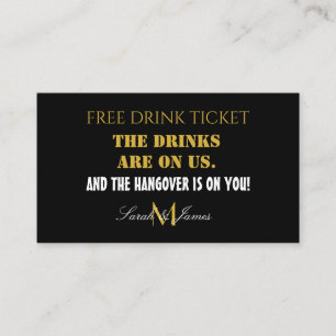 Moderne Black & Gold Wedk Drink Card Visitenkarte