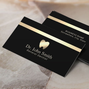 Moderne Black & Gold Zahnpflege Visitenkarte