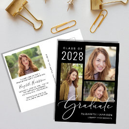 Moderne Black Graduation Party im Foto Einladungspostkarte