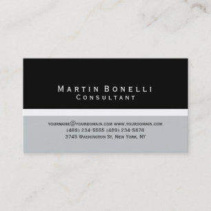 Moderne Black Gray Minimal Consultant Business Car Visitenkarte