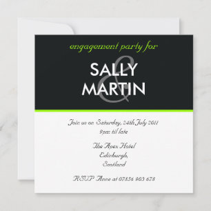 Moderne Black & Green Engagement Party Einladung