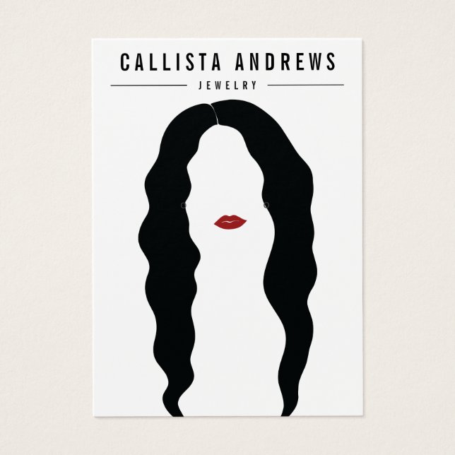 Moderne Black Hair Lips Girl Earring Display Card (Vorderseite)
