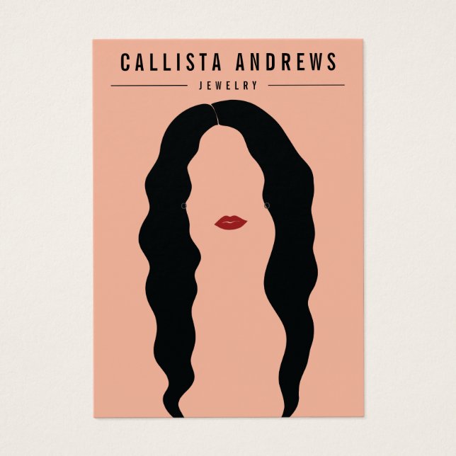 Moderne Black Hair Lips Girl Earring Display Card (Vorderseite)