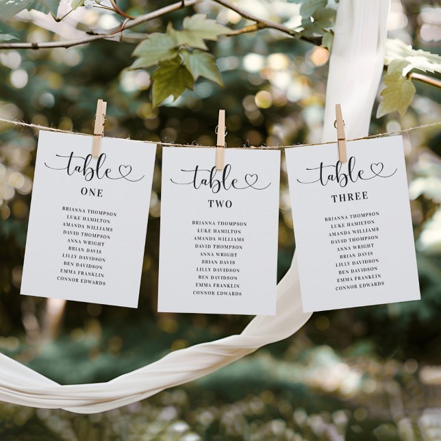 Moderne Black Heart Script Hochzeitsskripte Tischn Einladung (Von Creator hochgeladen)