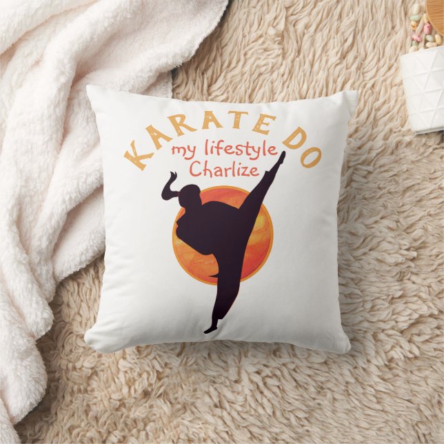 Moderne Black Japan Karate Silhouette Martial Arts Kissen (Decke)