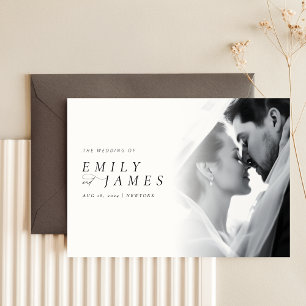 Moderne Black Krawatte Luxury Foto Wedding Einladung