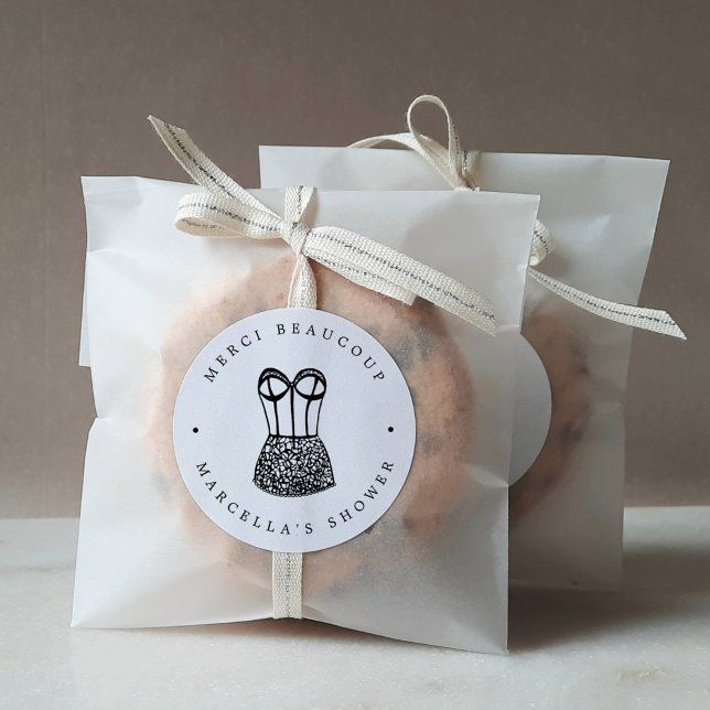 Moderne Black Lingerie Dusche Vielen Dank Runder Aufkleber (Von Creator hochgeladen)