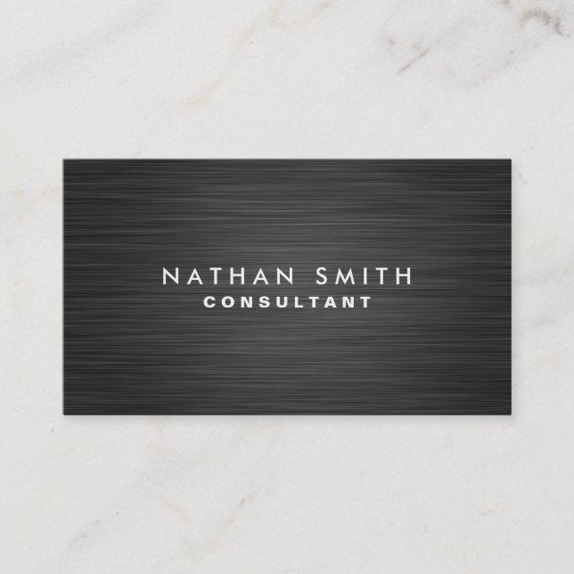 Moderne Black Metal Beruflich Business Card Visitenkarte (Vorderseite)