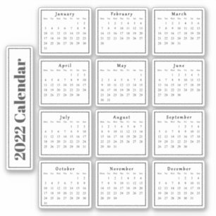 Moderne Black Mini 2022 Planer Kalender Sticker