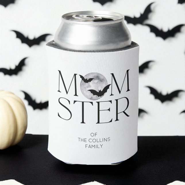 Moderne Black Moon Bats Halloween Momster-Mama Dosenkühler (Modern Black Moon Bats Halloween Momster Mom Can Cooler)