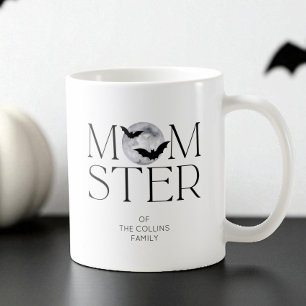 Moderne Black Moon Bats Halloween Momster-Mama Kaffeetasse