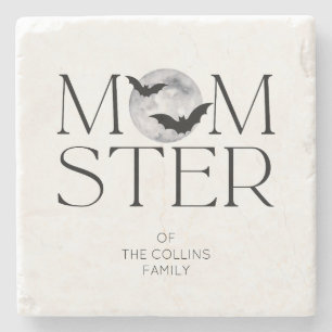 Moderne Black Moon Bats Halloween Momster-Mama Steinuntersetzer