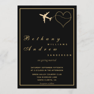 Moderne Black Passport-Hochzeit Einladung