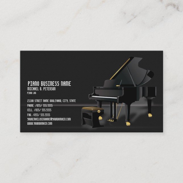 Moderne Black Piano Business Schlicht Card* Visitenkarte (Vorderseite)