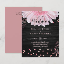 Moderne Black Pink Daisy Wedding