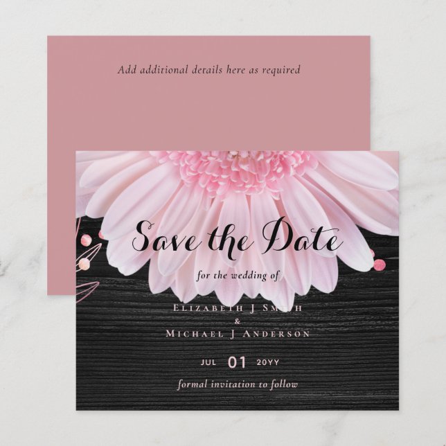 Moderne Black Pink Daisy Wedding (Vorne/Hinten)